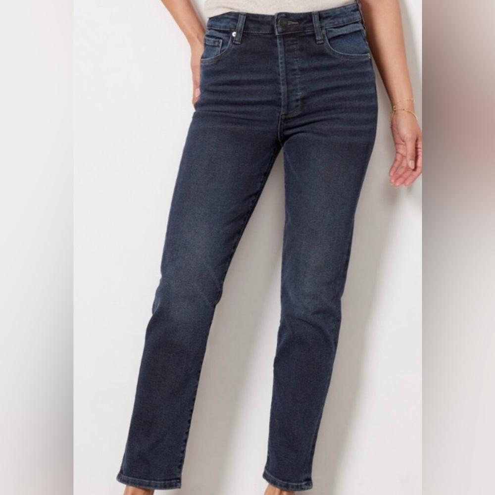 Evereve EverStraight high waisted cropped blue Jeans